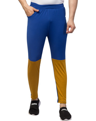 Color Block Men Blue And Yellow Track Pants