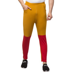 Color Block Men Mustard And Red Track Pants