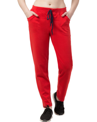 Solid Women Red Track Pants