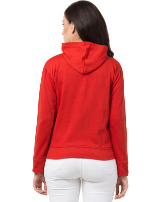 Full Sleeve Double Zipper Solid Red Women Casual Jacket
