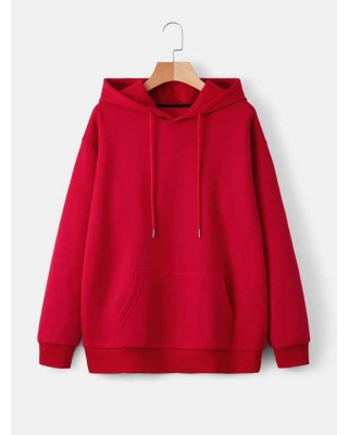 Solid Red Hoodie For Women