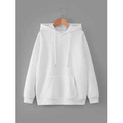Solid White Hoodie For Women
